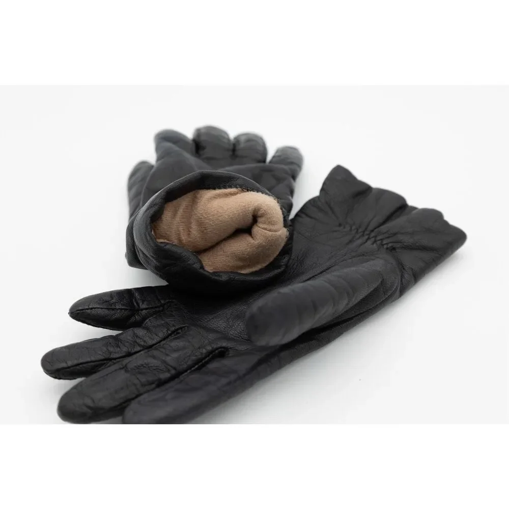 Vintage Fownes Black Leather Thinsulate Gloves Women’s Size 7 Made in Philippine